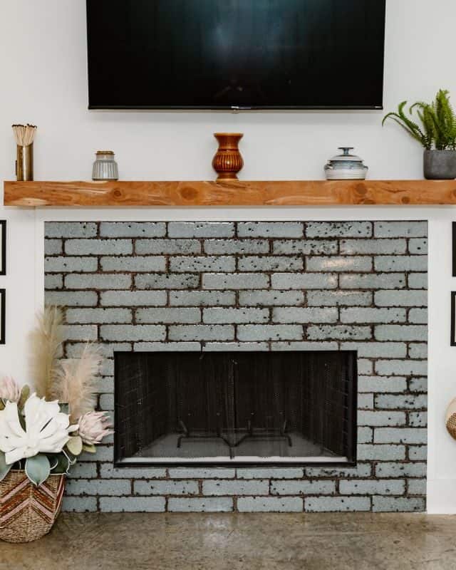 Modern brick fireplace in a new build home in Harmony Cove.
