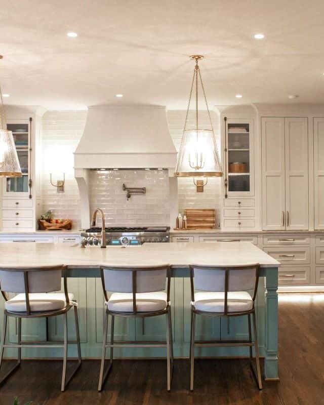 Beautifully reworked kitchen with white cabinetry and a central island in Vestavia.