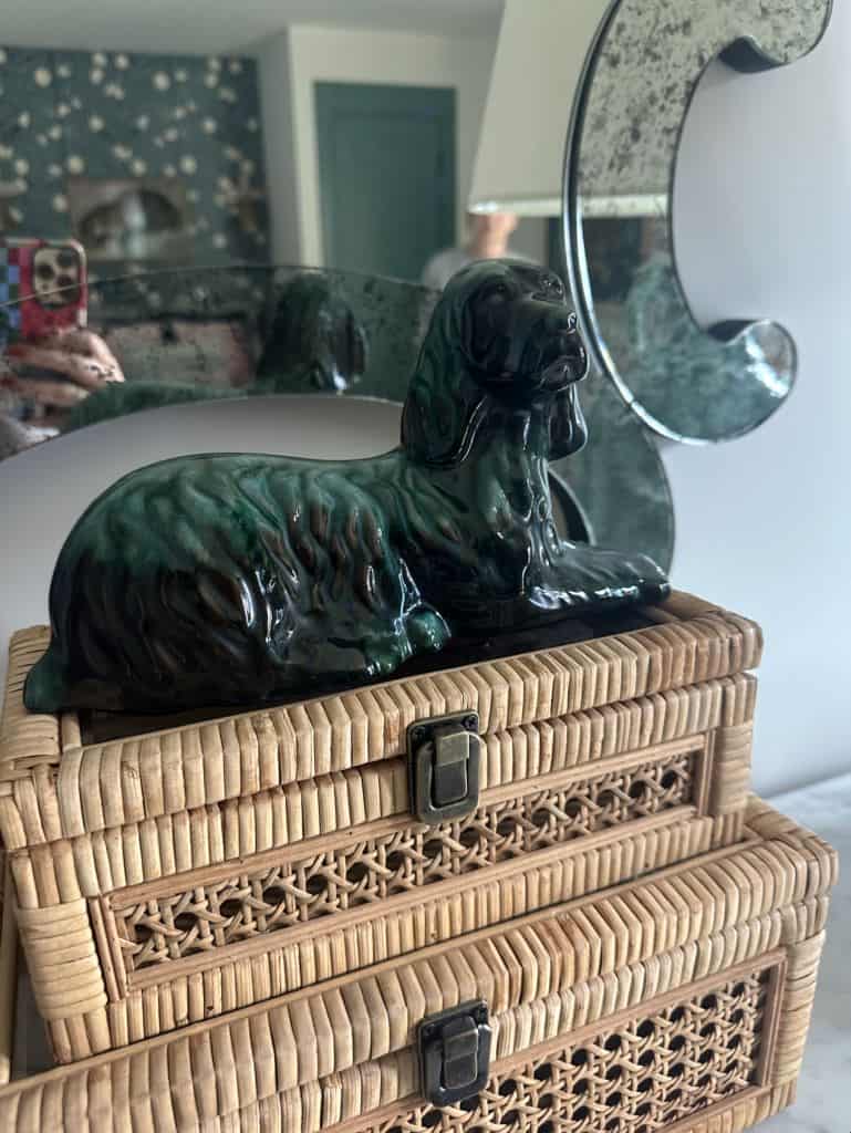 Elegant black dog sculpture for home decor and interior design.