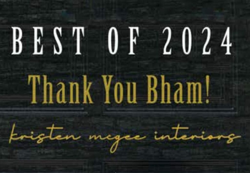 Kristen McGee Interiors wins Best of Birmingham 2024 for Kristen McGee Interiors design.