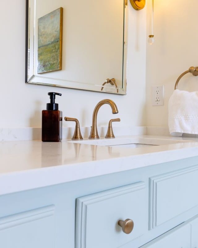 Bathroom renovation with Highland Lakes style, featuring modern fixtures and elegant design.